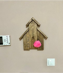 Resim Ser42Ticaret Dekoratif Ahşap Ev Figürlü Anahtarlık Ceviz 