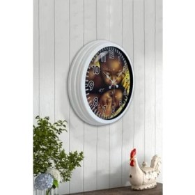 Resim Bahat Tedarik Salon Ofis Duvar Saati Beyaz Alüminyum Metal Çerçeve 40 cm 