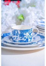 Resim Acar Destinee 19 Parça 6 Kişilik Porselen Pasta Seti Mavi 