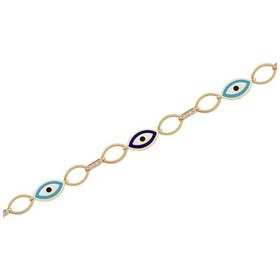 Resim Diamond Line - Gülaylar - Sarı Altın 14 Ayar Nazar Boncuğu Bilekl Standart N11.21800 Sarı Altın 