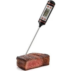 Resim Store Dijital Et ve Gıda Termometresi, Anında Okuma Özellikli, Paslanmaz Çelik Prob, LCD Ekranlı Mutfak Termometresi 