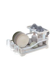 Resim Mien Katlı Alüminyum Bulaşıklık 53 37 26,5 Cm Geniş Kapasiteli Tezgah Üstü Kurutmalık Bej 