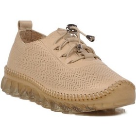 Resim Bej Hakiki Deri Kadın Günlük Ayakkabı 0003 Z Bej 