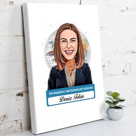 Resim Karikatürlü En Başarılı Kadın Meteoroloji Uzmanı Kanvas Tablo 