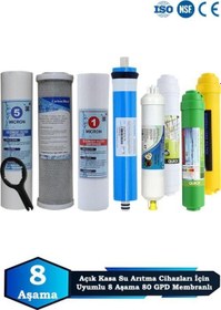 Resim Açık Kasa Su Arıtma Cihazı Uyumlu 8 Aşama Cift Sediment 80 GPD Vontron Multimineralli Bakım Seti 