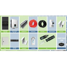 Resim On Grid Lityum Hibrit 5 Kw Kva Monofaze Solar Güneş Paneli Paket Sistemi 