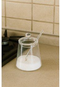 Resim Morponi 3'lü Borosilikat Cam Kapaklı Cam Kaşıklı Baharatlık Seti Beyaz 