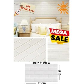 Resim Beyaz Ekru Düz Tuğla Kendinden Yapışkanlı Esnek Silinebilir Duvar Paneli Kağıdı 1 Adet 70x38cm Nw63 