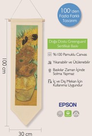 Resim Van Gogh Duvar Halısı, Sanat Serisi Dekor, 100cm Kanvas Flama Askılı Duvar Örtüsü NO:749 - Renkli - 20 / 30 x 100 