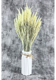 Resim Krem Bulgur Otu Vazo Aranjman Çiçeği 