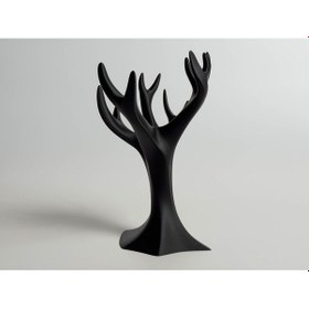 Resim Mat Siyah Ağaç Dekoratif Çalışma Masası Obje 13cm 