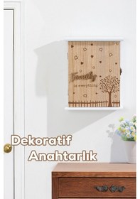 Resim Porsima 2072 Duvara Montajlı Dekoratif Anahtarlık Dolabı - Duvar Askılı Anahtar Saklama Kabini 18,5x25,5cm 