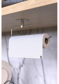Resim Karteya Gümüş Rulo Havluluk Peçetelik Yapışkanlı Pratik Mutfak Askısı Kağıt Rulo Havluluk Gümüş 