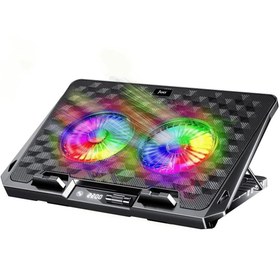 Resim E&D Collection Odin RGB Işıklı Gaming 2200RPM Çift Fan LED Display Laptop Notebook Soğutucu Stand 
