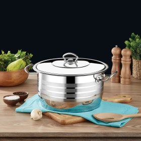 Resim Safinox Flavia Çelik Derin Tencere 32x20 cm-16 Litre 