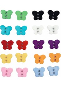 Resim Özene Bezene 20 Adet Kelebek Amigurumi Düğmesi 