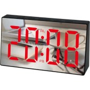 Resim Sunshinee LED Ayna Çalar Saat Dijital Erteleme Masa Saati Uyandırma Işığı Zaman Sıcaklık Göstergesi Ev Dekorasyon Saati Kırmızı (Yurt Dışından) 