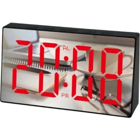 Resim Humble LED Ayna Çalar Saat Dijital Erteleme Masa Saati Uyandırma Işığı Zaman Sıcaklık Göstergesi Ev Dekorasyon Saati Kırmızı (Yurt Dışından) 