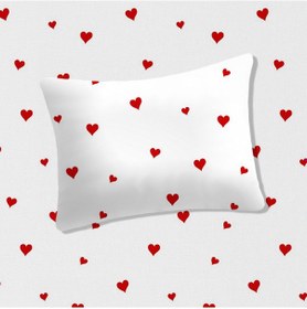 Resim %100 Pamuklu Bebek Lastikli Çarşaf 60x120+20 Bebek Yastık Kılıfı 35x45 Kırmızı Kalpli 