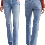 Resim Kadınlar için Esnek Kot Düz Paça Pantolon - Açık Yıkama, Günlük ve İş-Günlük Tarz Gizli Fermuar Detaylı, Tüm Gün Giyilebilir Rahat Kesim 