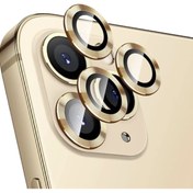 Resim TEKNOPARKTA Iphone 11 Pro Max Uyumlu Kamera Koruyucu Lens Mercek Metal Çerçeveli 3lü Set Gold Altın 