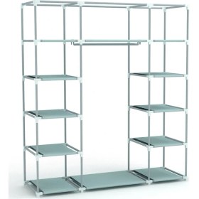 Resim Kalyon Home Çift Yandan Çok Raflı Plastik Profilli Bez Dolap Kumaş Gardırop 