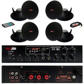 Resim Lastvoice Black Small-5 Tavan Hoparlör ve Anfi Ses Sistemi Paketi 