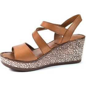 Resim Beety By69.0900 Dolgu Topuk Hakiki Deri Taba Kadın Sandalet Taba 