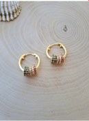 Resim Dali Shop Renkli Zirkon Halka Küpe Altın 