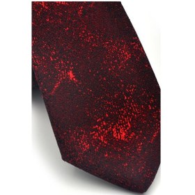 Resim Gaffy Kırmızı Desenli Bordo Dokuma Kumaş Mendilli Slim Fit Kravat // Sdk-2613-4 Bordo 