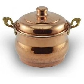 Resim Turna Bakır Maraş Güveç Tencere 2 No 20 cm El Dövme Kırmızı TURNA8172-1 