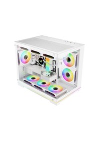 Resim Orion Neon 6x Argb Fan Kumanda Ve Kontrolcü Micro Atx Boş Bilgisayar Kasası Beyaz 