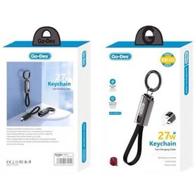 Resim Go-Des GD-UC683 Type-C to Lightning Hızlı Şarj Özellikli Anahtarlık Data ve Şarj Kablosu 27W - Siyah 