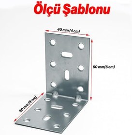 Resim Mobilya (50 ADET) Eşya Dolap Duvara Sabitleme Köşebent Bağlantı Aparatı L Demiri Gönye 40x60x60 Mm 