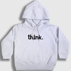 Resim Unisex Çocuk Beyaz Think Chess Satranç Kapüşonlu Sweatshirt 