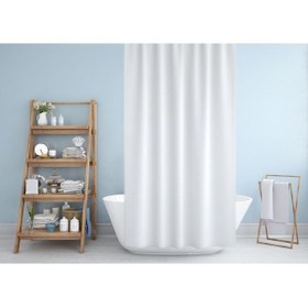 Resim Beyaz Polyester Kumaş Banyo Duş Perdesi Beyaz 