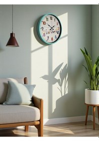 Resim 36 Cm Turkuaz Çocuk Odası Duvar Saati Çok Renkli 