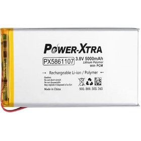 Resim Power-Xtra PX5861107 - 3.8V 5000 mAh Li-Polymer Pil - Devreli - 5.0A 