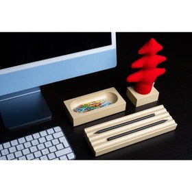 Resim Kayigo Woody Krem Üçlü Ofis Seti - Kırmızı Çam 