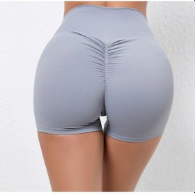 Resim Sportif Kadın Bisiklet Egzersiz Tayt Şort Gri 