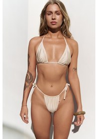 Resim Mai Collection Mai Studios Co. Cahya Bağlamalı Bej Üçgen Bikini Üstü Bej 