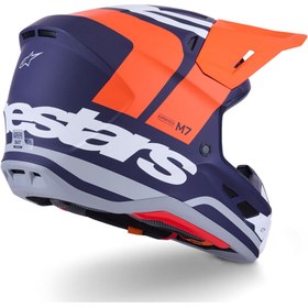 Resim Alpinestars S-M7 Core Off-Road Kaskı Mavi Beyaz Oranj 