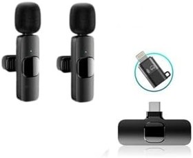 Resim Daytona K9-D2 TYPE-C Lightning Dönüştürücülü Wireless Kablosuz Çiftli Yaka Mikrofonu 