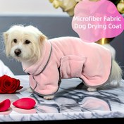 Resim 1 adet Hızlı Kuruyan Mikrofiber Köpek Bornoz Havlusu, Emici Evcil Hayvan Banyosu Kurutma Cüppesi Bornoz Köpekler için, Küçük ila Orta Boy Irklar için Ayarlanabilir Kayışlara Sahip Polyester Elyaf Evcil Hayvan Duşu ve Temizlik Malzemeleri 