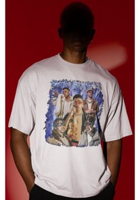 Resim Bad Bunny Rapper Şarkıcı Ön Baskılı Unisex Oversize Tişört Beyaz 
