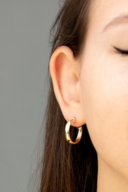 Resim Cenova Jewelry 14 Ayar Altın Kalın Bombeli Halka Küpe 19 Mm 