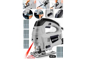 Resim Steiner Alman 4600 W Lazerli Sjs Metal Şanzuman 6 Kademe Devirli Pandül Ayarlı Dekupaj Testere Makinesi Gri + 20UÇ 