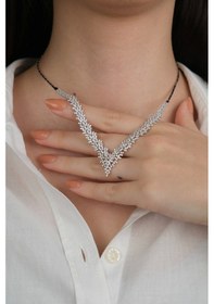 Resim 14 Ayar Beyaz Altın Taşlı Düğün Seti 76 