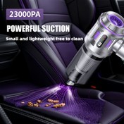 Resim 17000Pa Kablosuz Taşınabilir Araba Mini Vakum Temizleyici Dijital Ekranlı, Şarj Edilebilir Yüksek Emiş Gücü Araba Temizleme Aracı LED Işık, 2000mAh*3 Büyük Kapasiteli Batarya, Üç Hızlı Rüzgar Hızı Ayarı, Farklı Senaryolar İçin Uygun Fırça Başlıkları İle Birlikte Gelir, Arabalar ve Ev Kullanımı İçin Uygun 