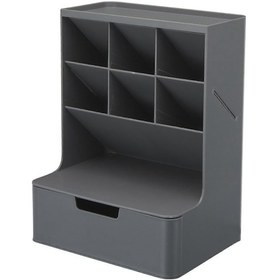 Resim Ganzhoushop Yığınlanabilir Masa Kalem Düzenleyici 6-ızgara Eğimli Kalem Yuvaları Çekmeceli Masa Makyaj Depolama Tutucu Banyo Yatak Odası Lavabo Beyazgri 